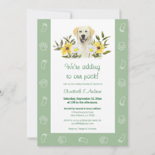 Grönt Gult Labrador Hund Baby Shower-inbjudan Inbjudningar