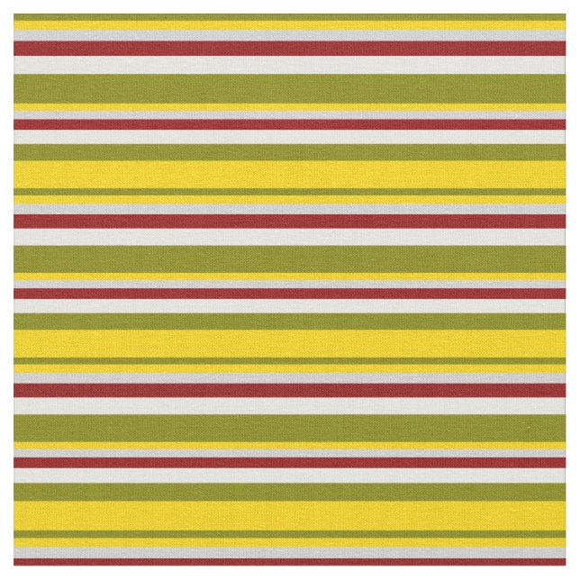 Grönt, Gult, lätt Grått, Mörk Red & Mint Cream Tyg (Närbild)