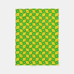 Grönt & Gult Lemon Garden Mönster Fleece Blanket