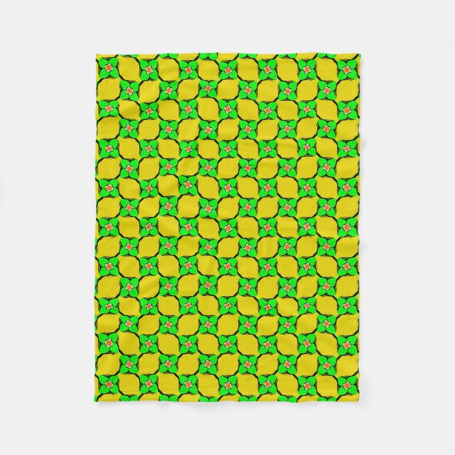 Grönt & Gult Lemon Garden Mönster Fleece Blanket (Framsidan)