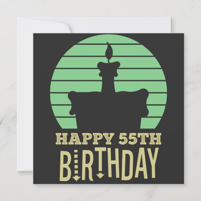 grönt gult lycklig 55:e födelsedagskalender spara datumet (Framsida)