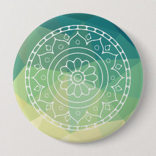 Grönt Gult Mandala inspiration Harmony Flower Knapp