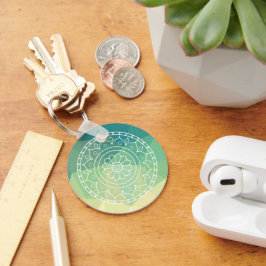 Grönt Gult Mandala inspiration Harmony Flower Nyckelring