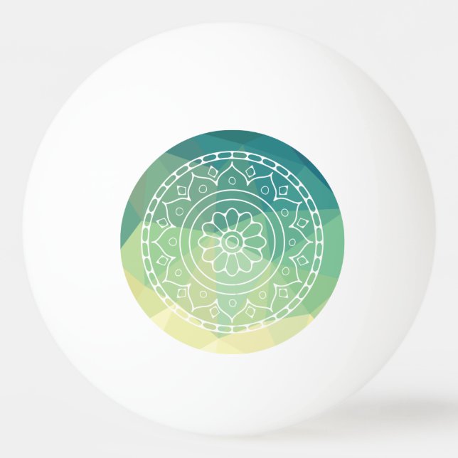 Grönt Gult Mandala inspiration Harmony Flower Pingisboll (Framsidan)