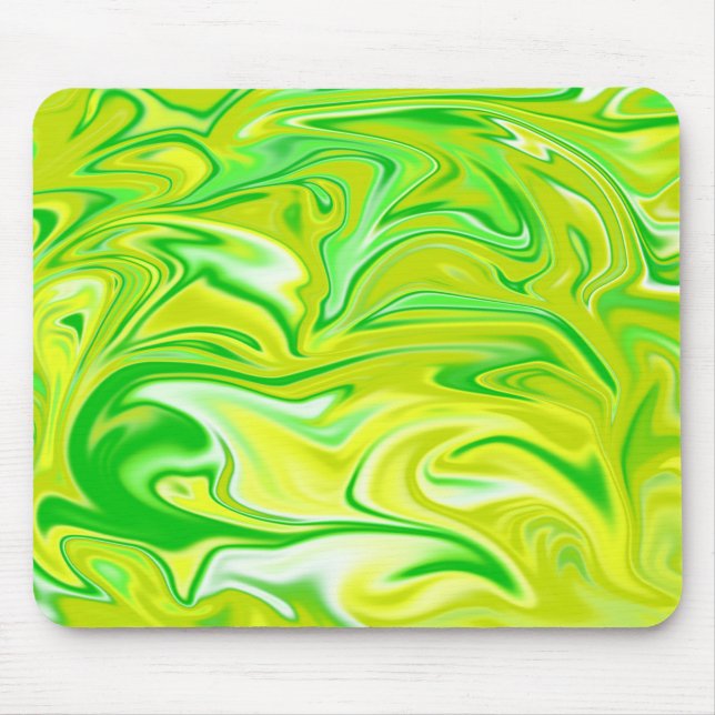 Grönt Gult Marbleized Vår. Musmatta (Framsidan)