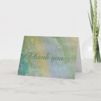 Grönt, Gult och blå vattenfärg Tack Kort