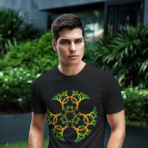 Grönt Gult Orange Circles Fractal T Shirt