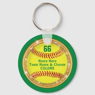 Grönt Gult Personlig Softball Team Gift Ideas Nyckelring