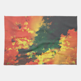 Grönt gult Red Cloud abstrakt Digital Art-design Kökshandduk