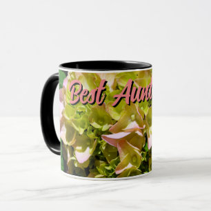 Grönt gult rosa Hydrangea best Auntie någonsin Mugg