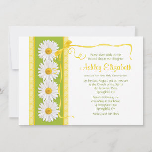 Grönt Gult Shasta Daisy Communion-inbjudan Inbjudningar