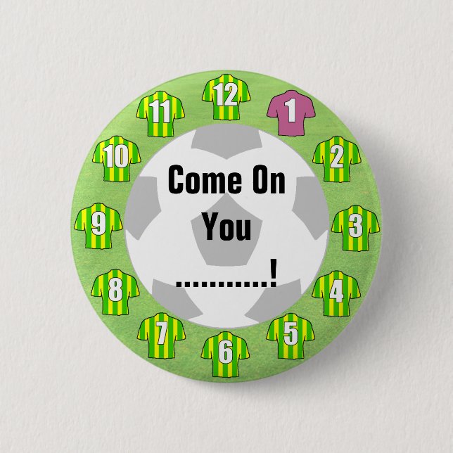 Grönt & Gult Shirts Football Fläkt Button Badge Knapp (Framsida)