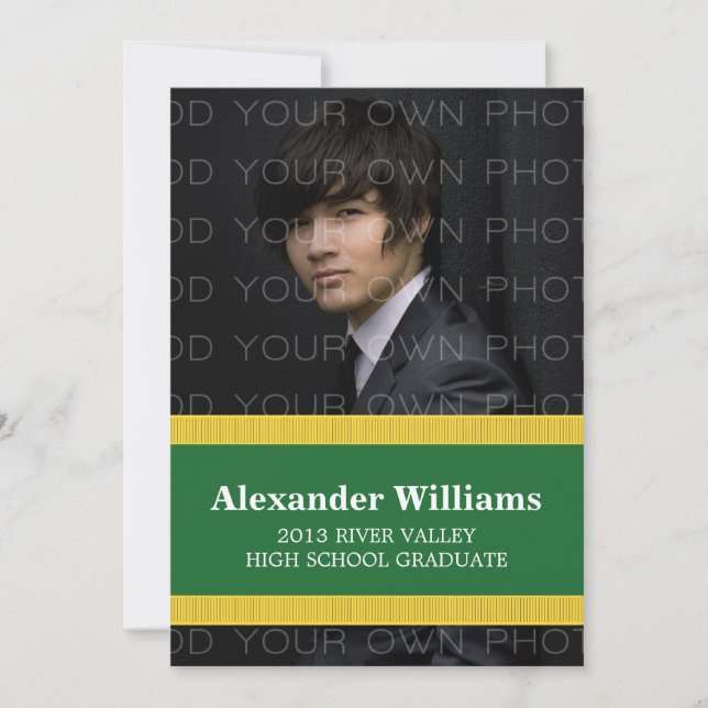 Grönt/Gult Skolan Färg Rand Grad Inbjudan (Framsida)