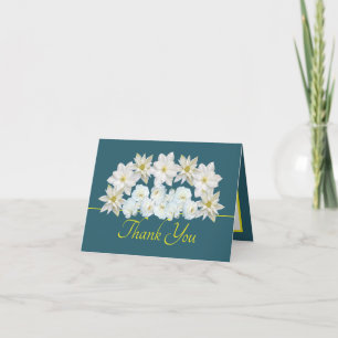 Grönt Gult Söt White Flower Bouquet Tack Kort