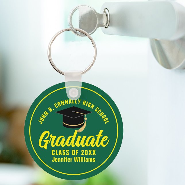 Grönt Gult Student Modern Anpassningsbar Studenten Nyckelring (Skapare uppladdad)