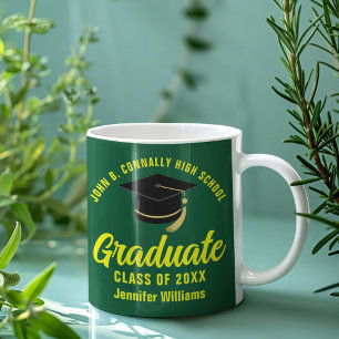 Grönt Gult Student Personlig 2025 Studenten Kaffemugg