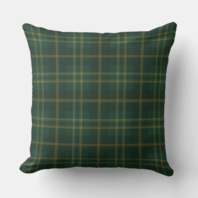 Grönt Gult Tartan PMönster Kudde (Framsida)