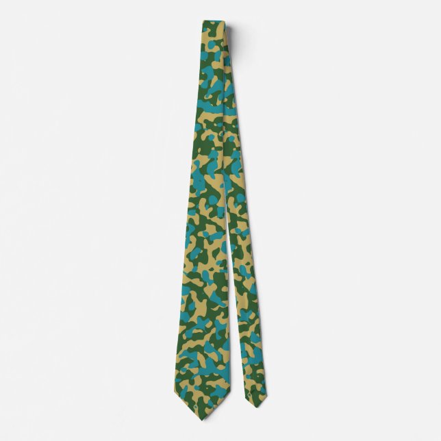 Grönt, Gult, Teal Camouflage Camo Mönster Design Slips (Framsida)