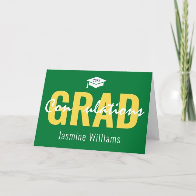Grönt Gult Vita koncentrationer Student Kort (Framsida)