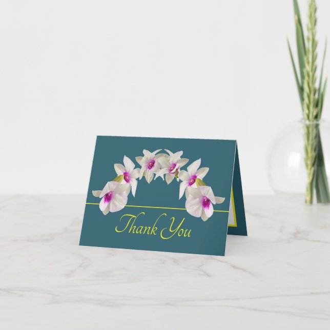 Grönt Gult White Rosa Orchid Bouquet Tack Kort (Framsida)