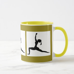 Grönt Gult "Yoga Dedesign" kombinationskaffe Mugg/ Mugg