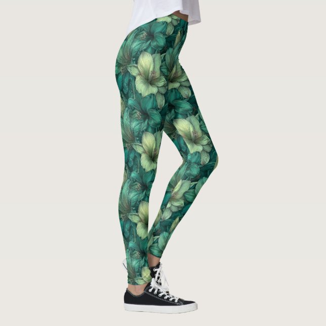 Grönt gymträningstillbehör Amaryllisaccent Present Leggings (Höger)