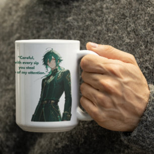 Grönt Hair Royal Anime Guy Kaffemugg