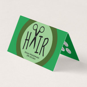 Grönt Hairdressers-mappade Business Loyalty Card Visitkort