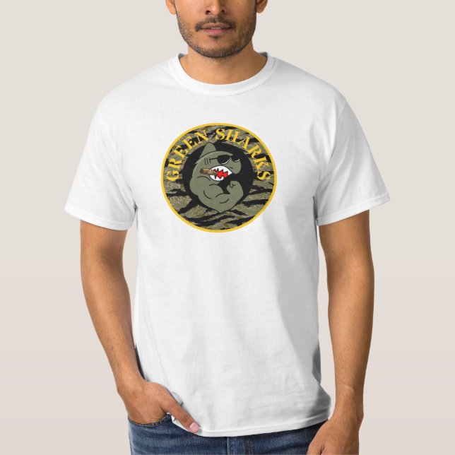 grönt hajar tigerskjorta rand t shirt (Framsida)