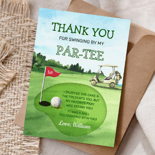 Grönt Hål-in-One Golf Birthday Par-T Tack Kort