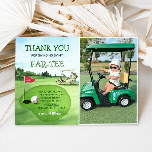 Grönt Hål-In-One Golf Birthday Par-tee Photo Tack Kort