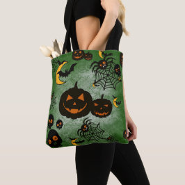 Grönt HALLOWEEN PUMPKINS MÅNE FLADDERMÖSS Tygkasse