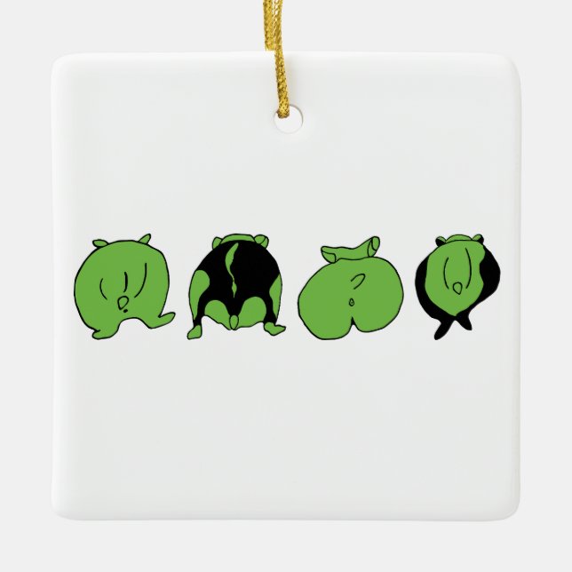 Grönt Hamster-knapp Julgransprydnad Keramik (Framsida)