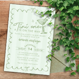 Grönt Hand plockade A Tini One Baby Shower Inbjudningar