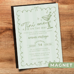 Grönt Hand plockade A Tini One Baby Shower Magnetisk Inbjudningskort