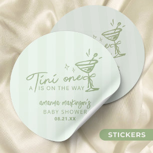 Grönt Hand plockade A Tini One Baby Shower Runt Klistermärke
