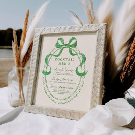 Grönt Hand plockade Bow Ram Cocktail Menu Poster