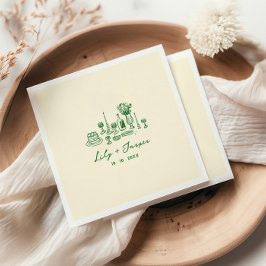 Grönt Hand plockade Bröllop Pappersservett