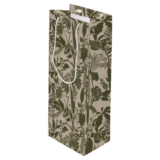 Grönt hand plockade-linjen tropiska löv och blommo (Framsidan Vinklad)