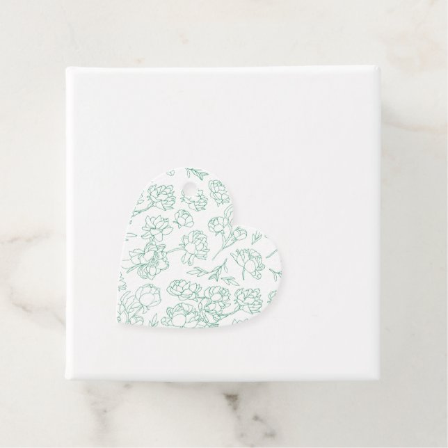 Grönt Hand plockade Peony Flowers Bröllop Gåvor Etiketter (På plats)