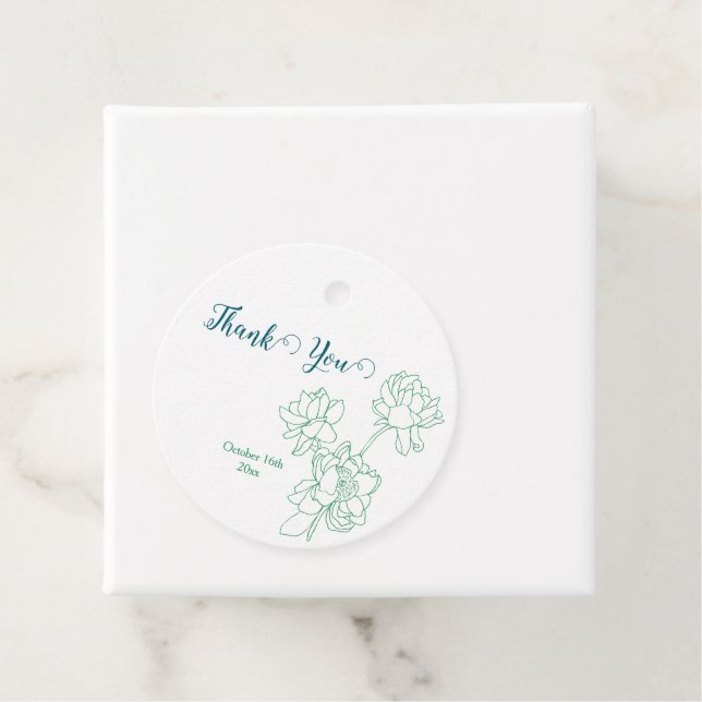 Grönt Hand plockade Peony Flowers Bröllop Gåvor Etiketter (På plats)