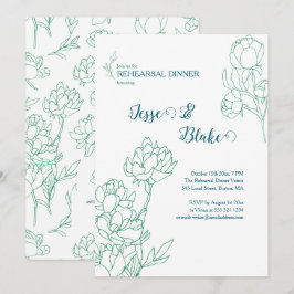 Grönt Hand plockade Peony Flowers Bröllop Inbjudningar