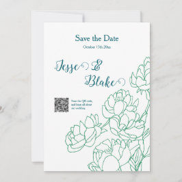 Grönt Hand plockade Peony Flowers Bröllop Inbjudningar