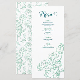 Grönt Hand plockade Peony Flowers Bröllop Meny