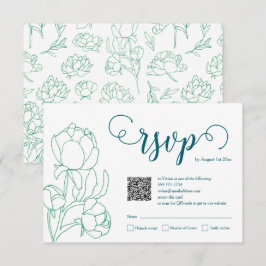 Grönt Hand plockade Peony Flowers Bröllop OSA Kort
