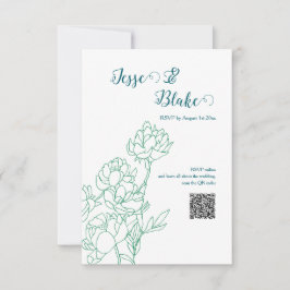 Grönt Hand plockade Peony Flowers Bröllop OSA Kort