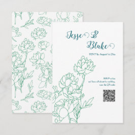 Grönt Hand plockade Peony Flowers Bröllop OSA Kort