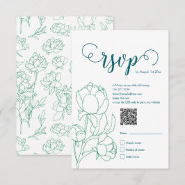 Grönt Hand plockade Peony Flowers Bröllop OSA Kort