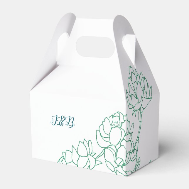 Grönt Hand plockade Peony Flowers Bröllop Presentaskar (Framsidan Sidan)