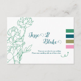 Grönt Hand plockade Peony Flowers Bröllop Tilläggskort